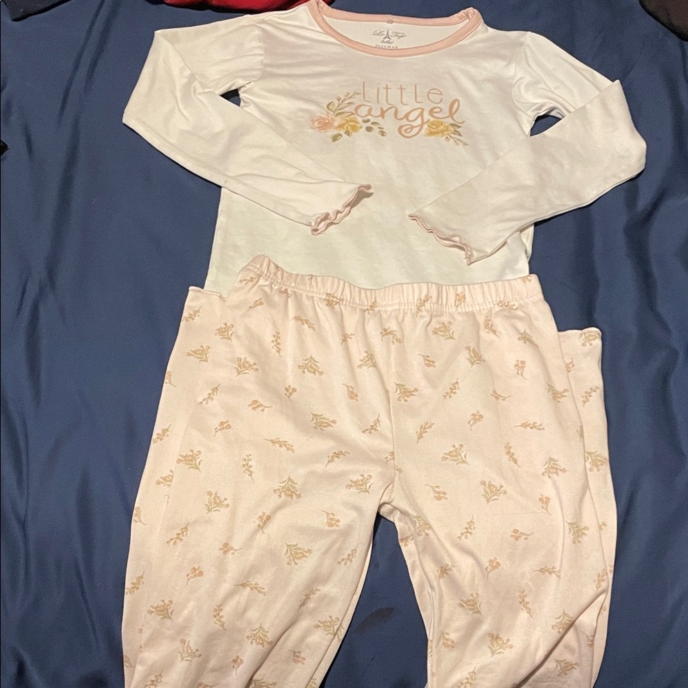 Le Top Little Angel Pajama Set - Cream and Pink
